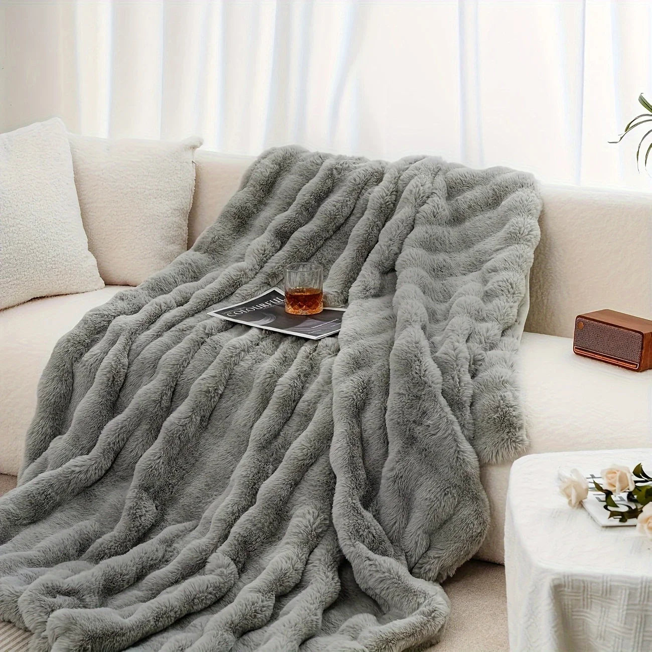Cozy Faux Rabbit Fleece Blanket